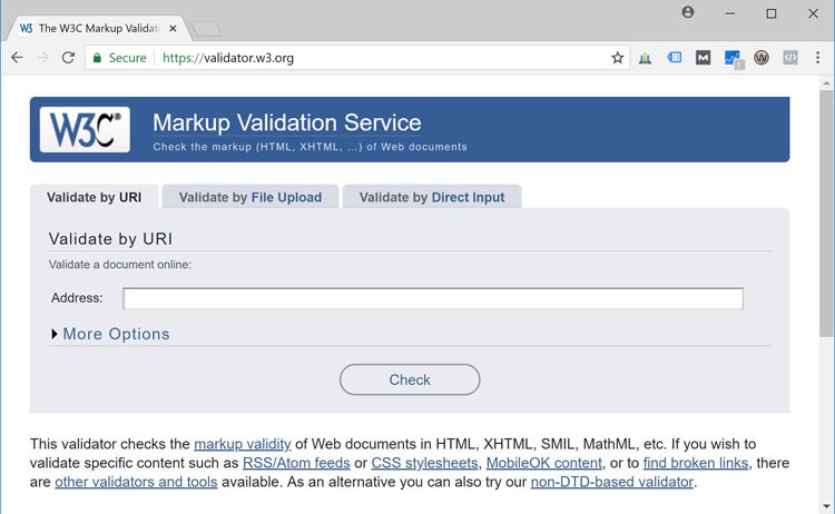 Screenshot: W3C Markup Validator